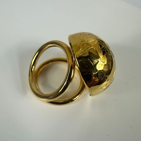 Celine Star Motif Ball Shape Scarf Ring Gold Tone - Picture 4 of 9